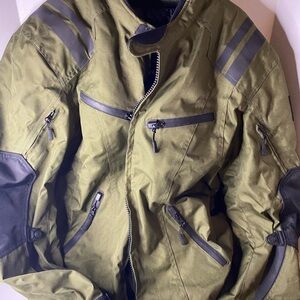 Men's Olive Motorbike Jacket with Gray Details
